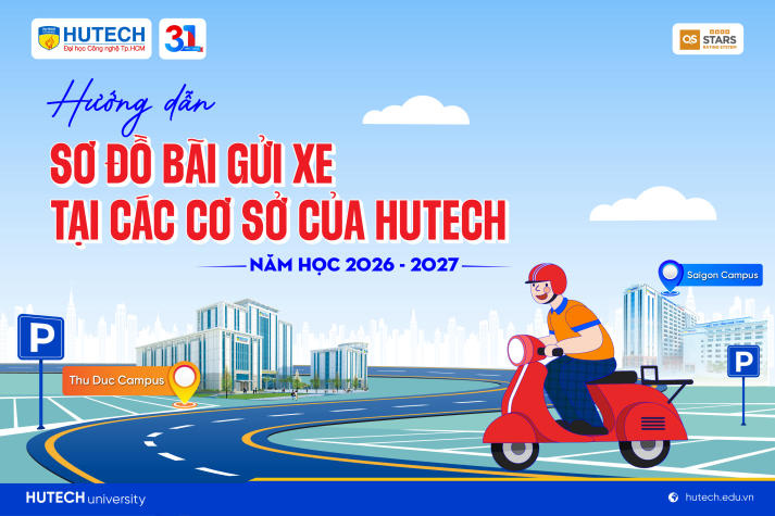 Sơ đồ bãi gửi xe tại các cơ sở học tập của HUTECH năm học 2026-2027 11