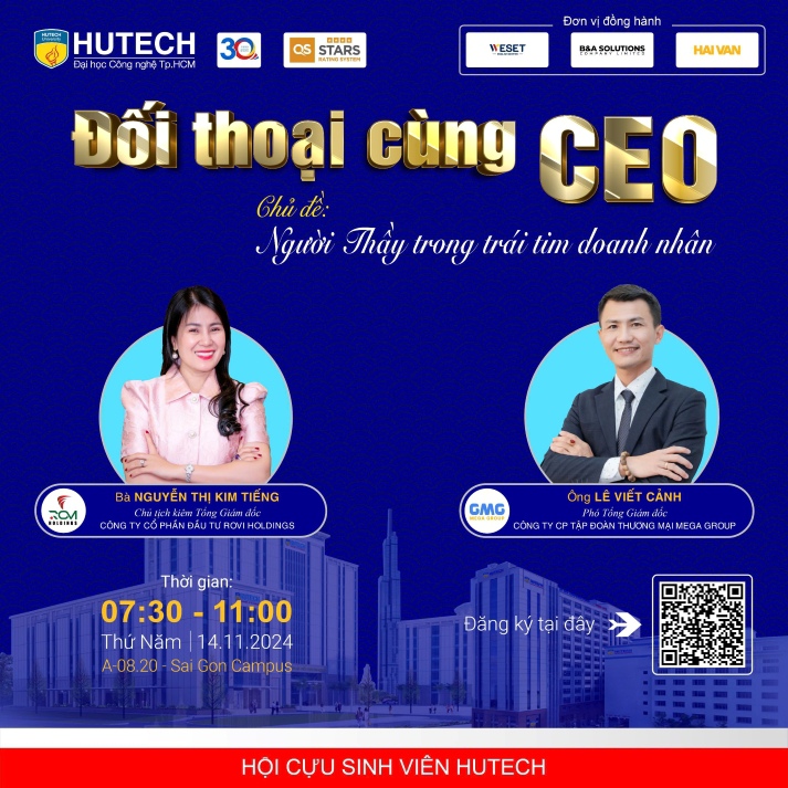 Cơ hội để sinh viên HUTECH đối thoại cùng CEO phát triển định hướng nghề nghiệp vào ngày 14/11 tới 12