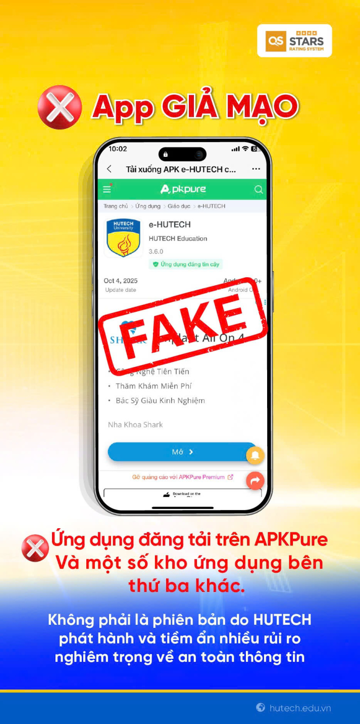 Cảnh báo: Xuất hiện e-HUTECH giả mạo, không tải app từ các nguồn không chính thức 28