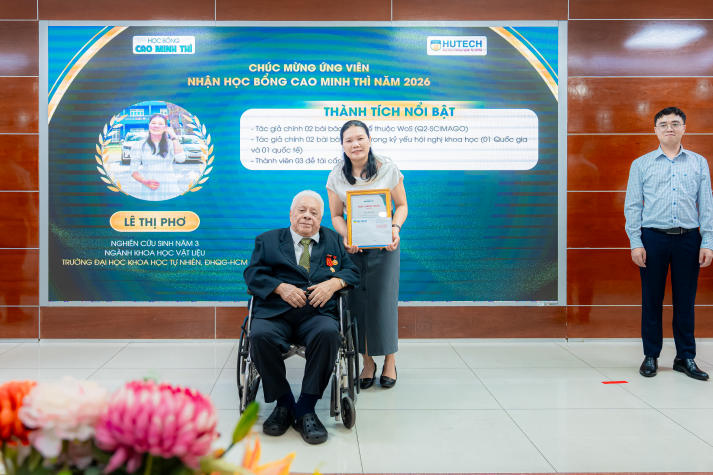 HUTECH trao Học bổng Cao Minh Thì 2026, tiếp sức đam mê nghiên cứu khoa học cho người học trẻ 25