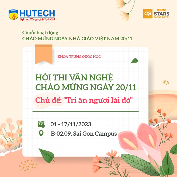 Cùng đón chờ chuỗi hoạt động sôi nổi chào mừng ngày Nhà giáo Việt Nam 20/11 tại HUTECH 29