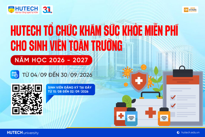 HUTECH tổ chức khám sức khoẻ miễn phí cho sinh viên năm học 2026-2027 từ ngày 04/9 - 30/9 17