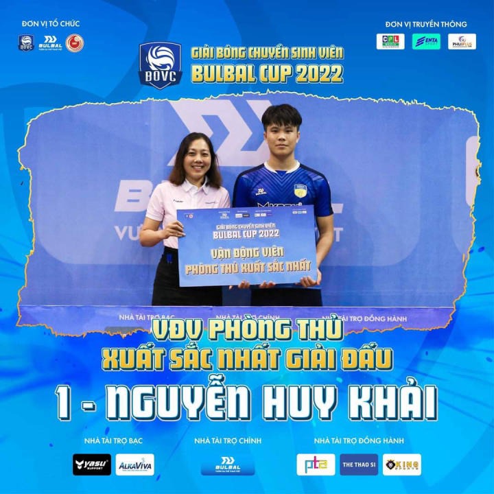 Giải “Vận động viên phòng thủ xuất sắc nhất” thuộc về số áo 1 – Nguyễn Huy Khải.