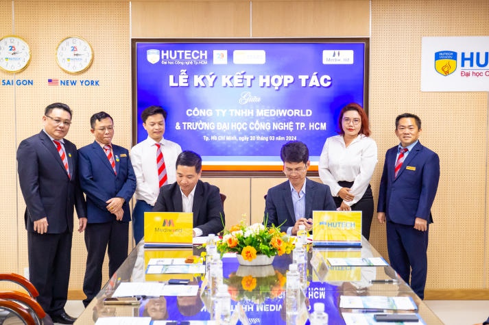 HUTECH ký kết hợp tác với Trường Cao đẳng Dầu khí, Công ty Yumoto Vietnam và Công ty MediWorld 118