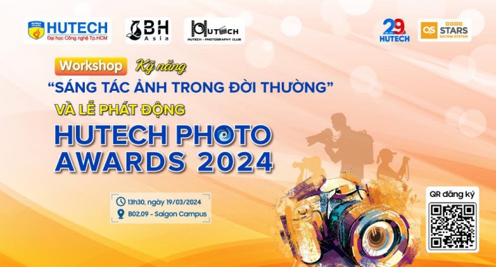 Lễ phát động HUTECH Photo Awards 2024 và Workshop “Sáng tác ảnh trong đời thường” sẽ diễn ra vào ngày 19/03 20