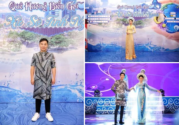 Đại sứ áo dài Trần Trung Trà lịch lãm diện áo dài Việt Hùng trong chương trình “Quê hương biển gọi” 31