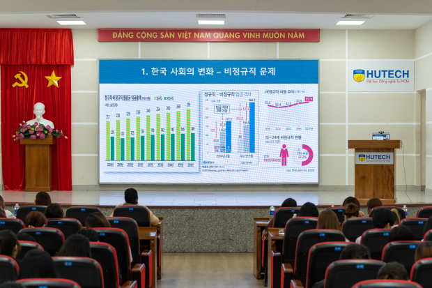 Giáo sư Đại học ChungAng chia sẻ về các vấn đề xã hội Hàn Quốc hiện đại cho sinh viên HUTECH 70