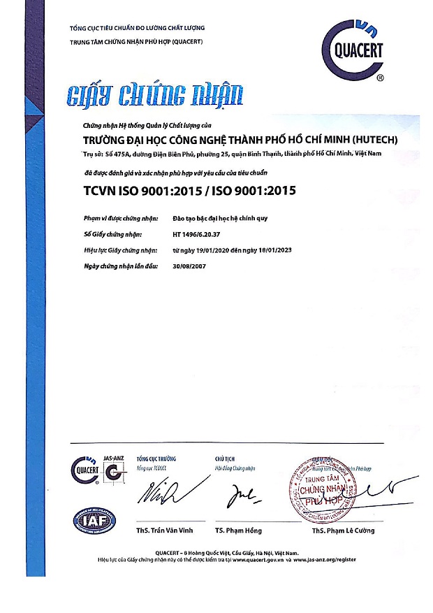 HUTECH tiếp tục được cấp giấy chứng nhận ISO 9001:2015 giai đoạn 2 10
