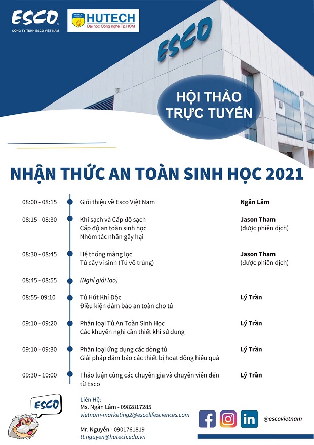Viện Khoa học Ứng dụng HUTECH và Cty ESCO Việt Nam tổ chức Hội thảo Nhận thức An toàn sinh học 2021 20