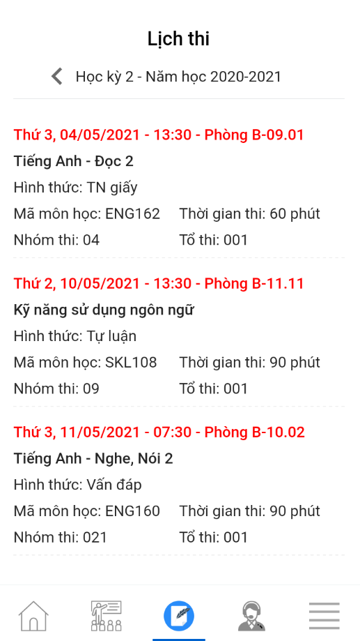 HUTECH students can view the course and exam schedule on the e-HUTECH app 46