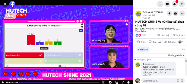 Số thứ 2 gameshow “HUTECH Shine 2021”: Người chơi chính giành chiến thắng sít sao 76