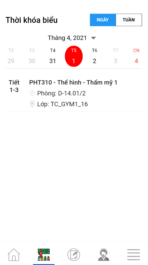 HUTECH students can view the course and exam schedule on the e-HUTECH app 38