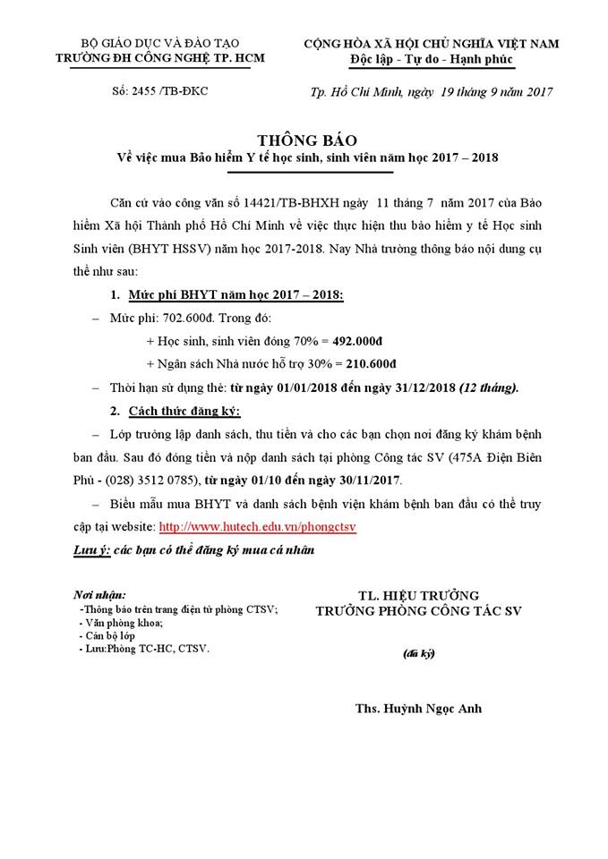 THÔNG BÁO VỀ VIỆC ĐĂNG KÝ MUA BẢO HIỂM Y TẾ 3