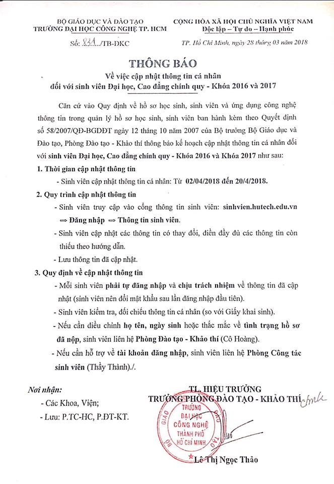 KHÓA 2016,2017 CẬP NHẬT THÔNG TIN CÁ NHÂN TẠI WEBSITE TRƯỜNG 6