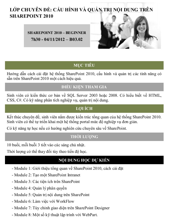 THÔNG BÁO LỚP HỌC MIỄN PHÍ VỀ CHUYÊN ĐỀ CÔNG NGHỆ SHAREPOINT 36