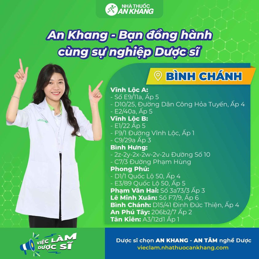 Nhà thuốc An Khang tuyển dụng - Khu vực Bình Chánh 9