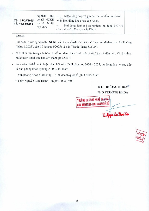 [THÔNG BÁO] V/v Đăng ký & Kế hoạch thực hiện đề tài Nghiên cứu Khoa học sinh viên năm học 2024 – 2025 7