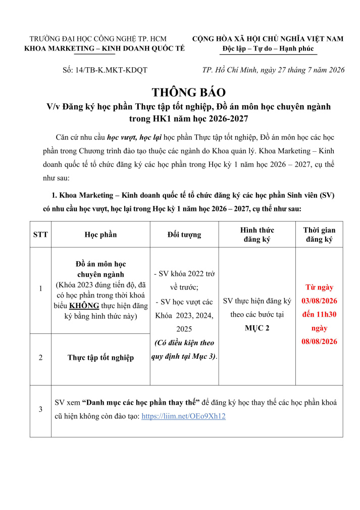 [THÔNG BÁO] Đăng ký học phần Thực tập tốt nghiệp, Đồ án môn học trong HK1 năm học 2026 - 2027 42