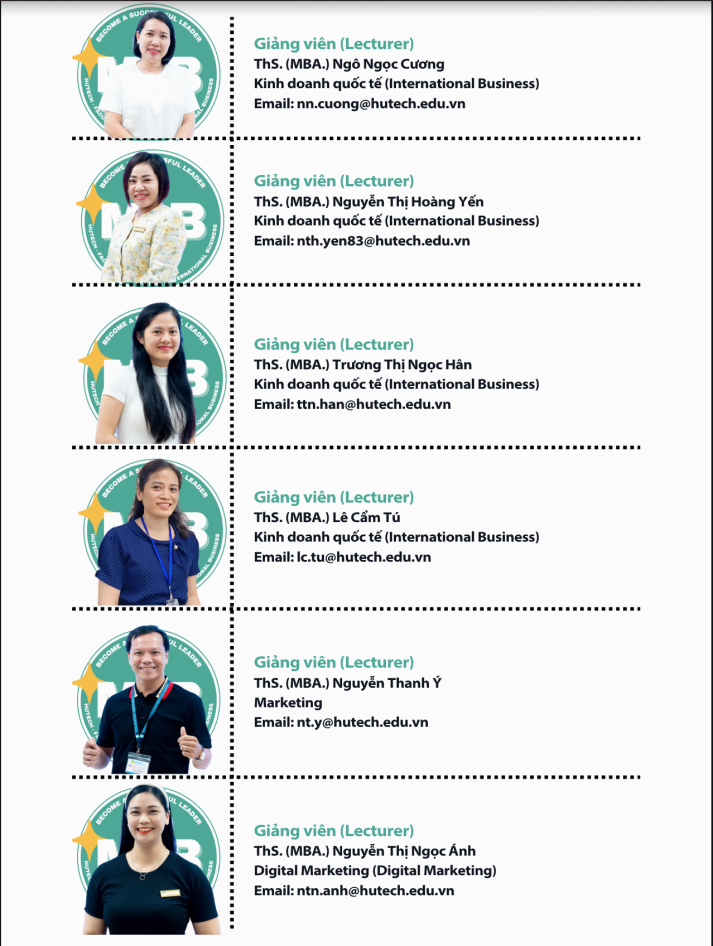 Giảng viên - Cán bộ - Nhân viên Khoa Marketing - Kinh doanh quốc tế 6