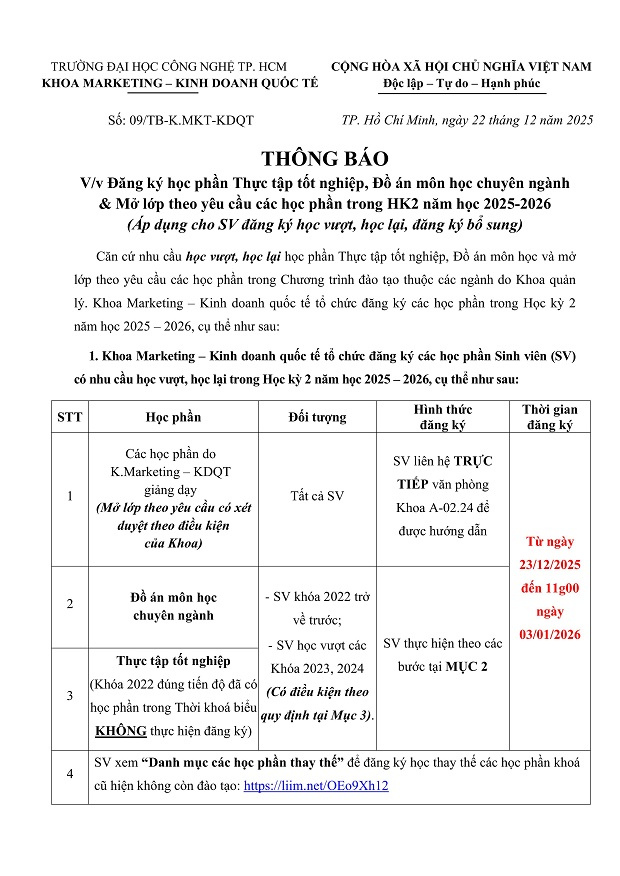 [THÔNG BÁO] Đăng ký học phần Thực tập tốt nghiệp, Đồ án môn học & Mở lớp theo yêu cầu các học phần trong HK2 năm học 2025 - 2026 46