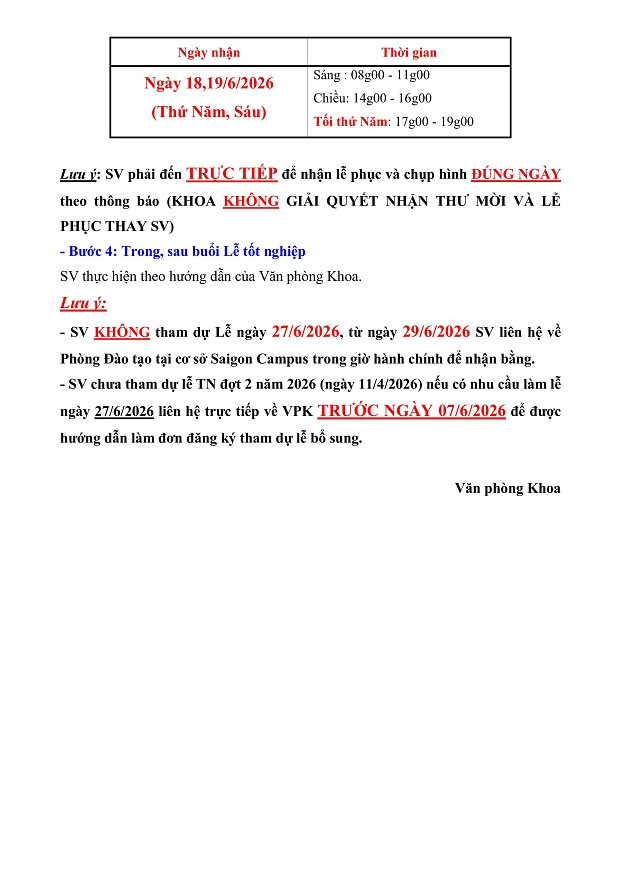 [THÔNG BÁO] Tổ chức Lễ trao bằng Tốt nghiệp ngày 27/06/2026 - Khoa Marketing - Kinh doanh quốc tế 4