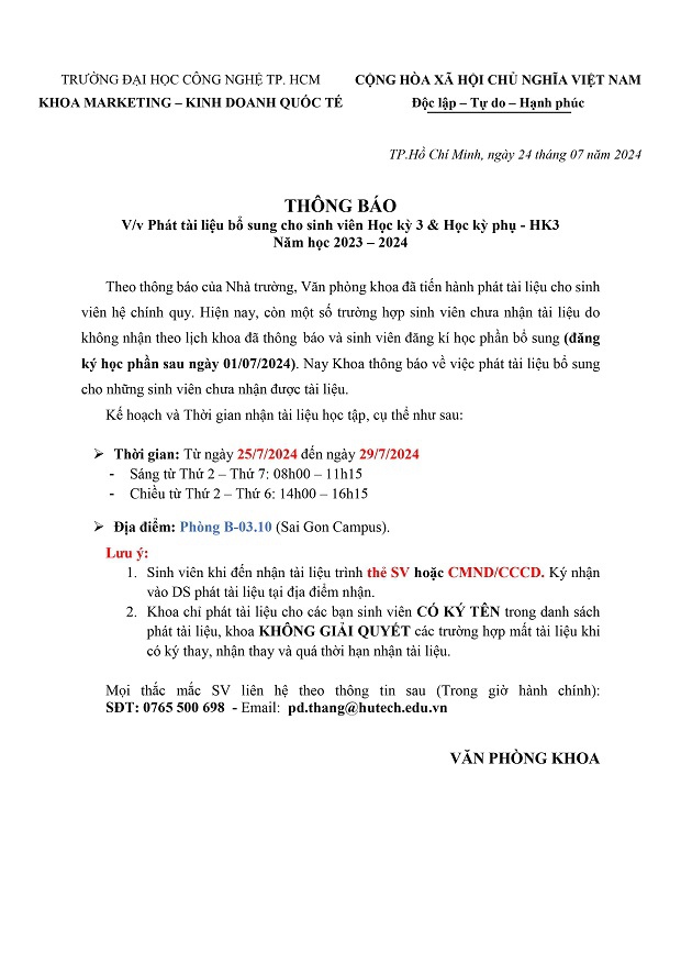 [THÔNG BÁO] Phát tài liệu học tập BỔ SUNG Học kỳ 3 và Học kỳ phụ - Học kỳ 3 cho sinh viên Năm học 2023 - 2024 8