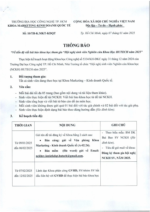 [THÔNG BÁO] V/v Tiến độ viết bài báo khoa học tham gia "Hội nghị sinh viên Nghiên cứu khoa học HUTECH năm 2025" 3