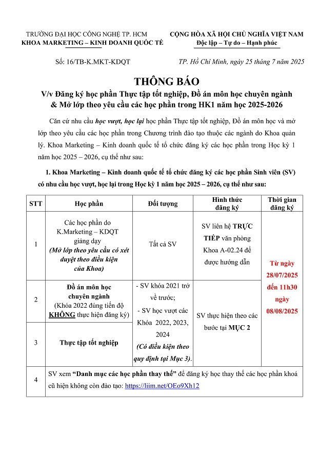 [THÔNG BÁO] Đăng ký học phần Thực tập tốt nghiệp, Đồ án môn học & Mở lớp theo yêu cầu các học phần trong HK1 năm học 2025 - 2026 37