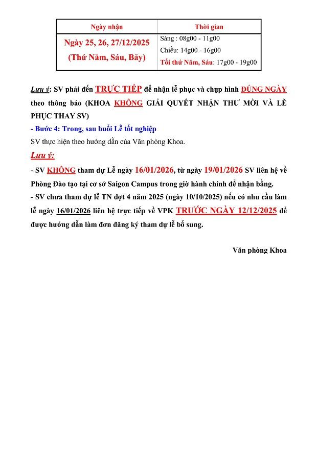 [THÔNG BÁO] Tổ chức Lễ trao bằng Tốt nghiệp ngày 16/01/2026 - Khoa Marketing - Kinh doanh quốc tế 4