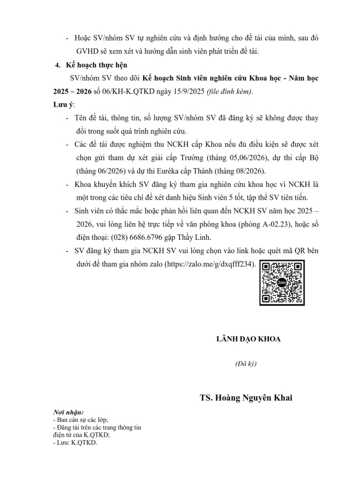 V/v đăng ký đề tài Sinh viên nghiên cứu Khoa học năm học 2025 – 2026 16