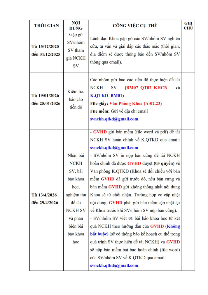 V/v đăng ký đề tài Sinh viên nghiên cứu Khoa học năm học 2025 – 2026 18