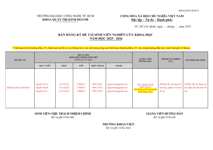 V/v đăng ký đề tài Sinh viên nghiên cứu Khoa học năm học 2025 – 2026 21