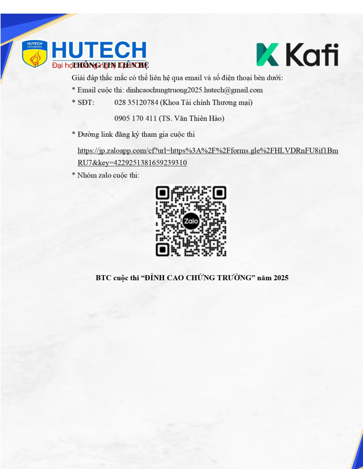 ĐĂNG KÝ CUỘC THI: ĐỈNH CAO CHỨNG TRƯỜNG 2025 - HUTECH 7