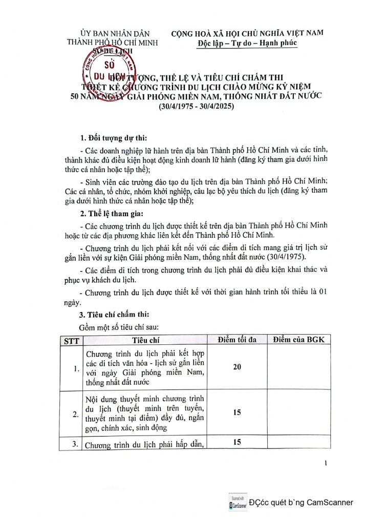 Cuộc thi “Thiết kế chương trình du lịch chào mừng kỷ niệm 50 năm Ngày Giải phóng miền Nam, thống nhất đất nước” do Sở Du lịch TP.HCM tổ chức 4