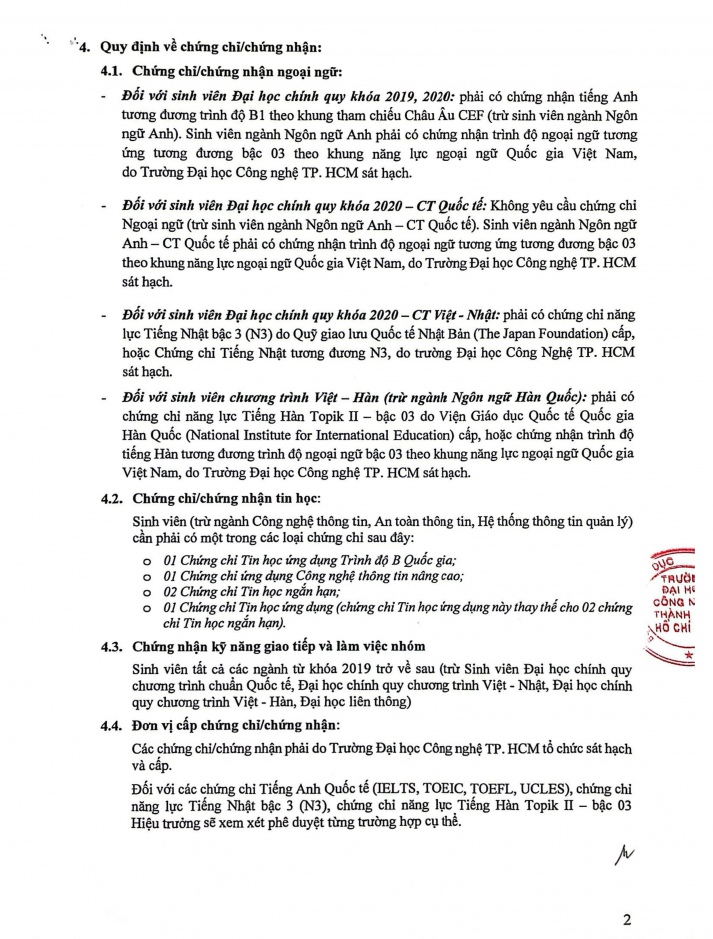 Thông báo về việc thời gian nộp online các chứng chỉ điều kiện ngoại ngữ, tin học đối với sinh viên Đại học chính quy, Cao đẳng chính quy_Khóa 2020 4