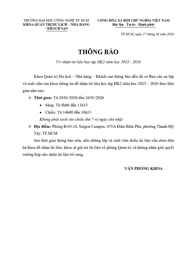 Thông báo nhận tài liệu học tập Học kỳ 2 năm học 2025 - 2026 3