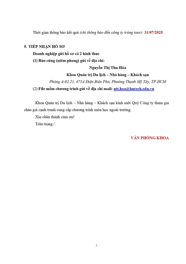 Thông báo đấu thầu tour Thực tập tour 2 - Thực tập tour Miền Trung NH 2025-2026 6