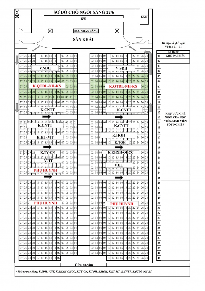 [THÔNG TIN LỄ TỐT NGHIỆP] DSSV DỰ LỄ, VỊ TRÍ CHỖ NGỒI VÀ SƠ ĐỒ HỘI TRƯỜNG SÁNG 22.6.2024 9