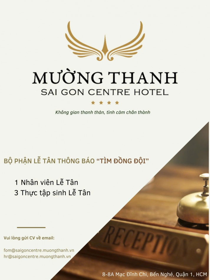 Cơ hội làm việc và thực tập cho vị trí Lễ tân tại Khách sạn Mường Thanh Grand Sài Gòn Centre 29