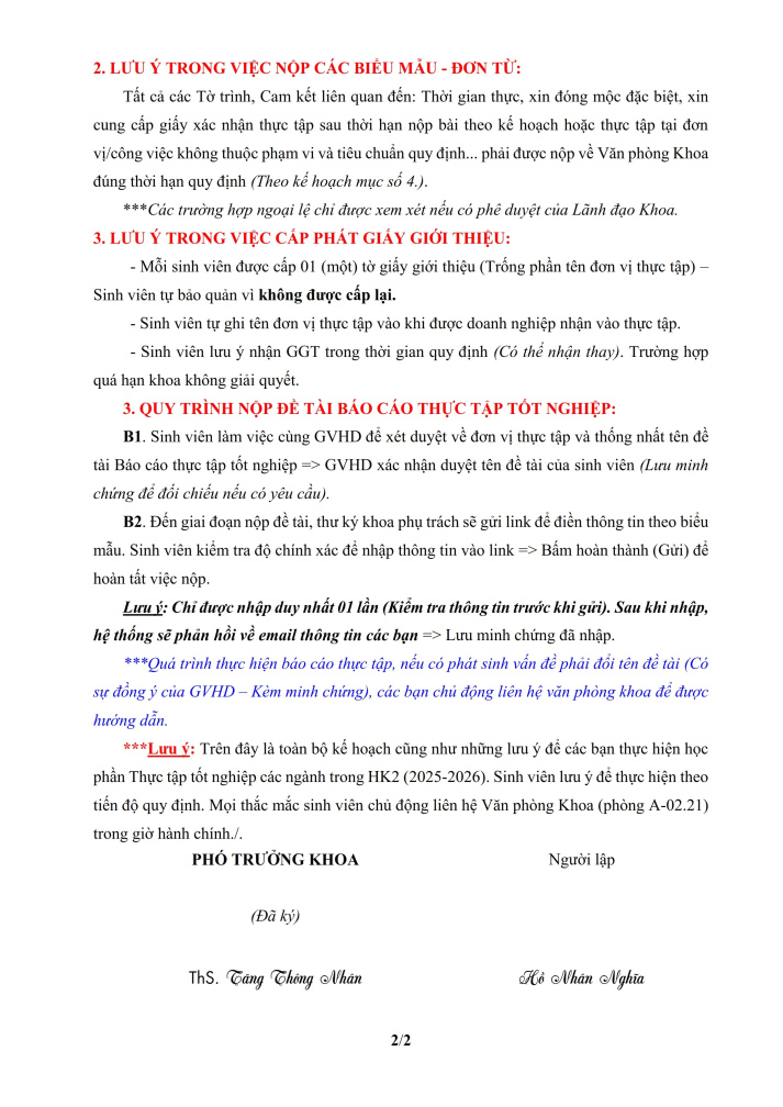 KH số 064/KH-K.QTDL-NH-KS- Kế hoạch thực tập - HK2 - NH 2025-2026 4