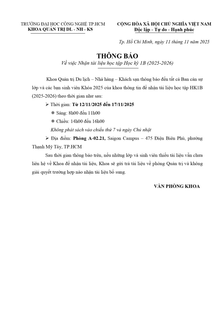 Thông báo về việc phát sách cho sinh viên HK1B (2025 - 2026) 2