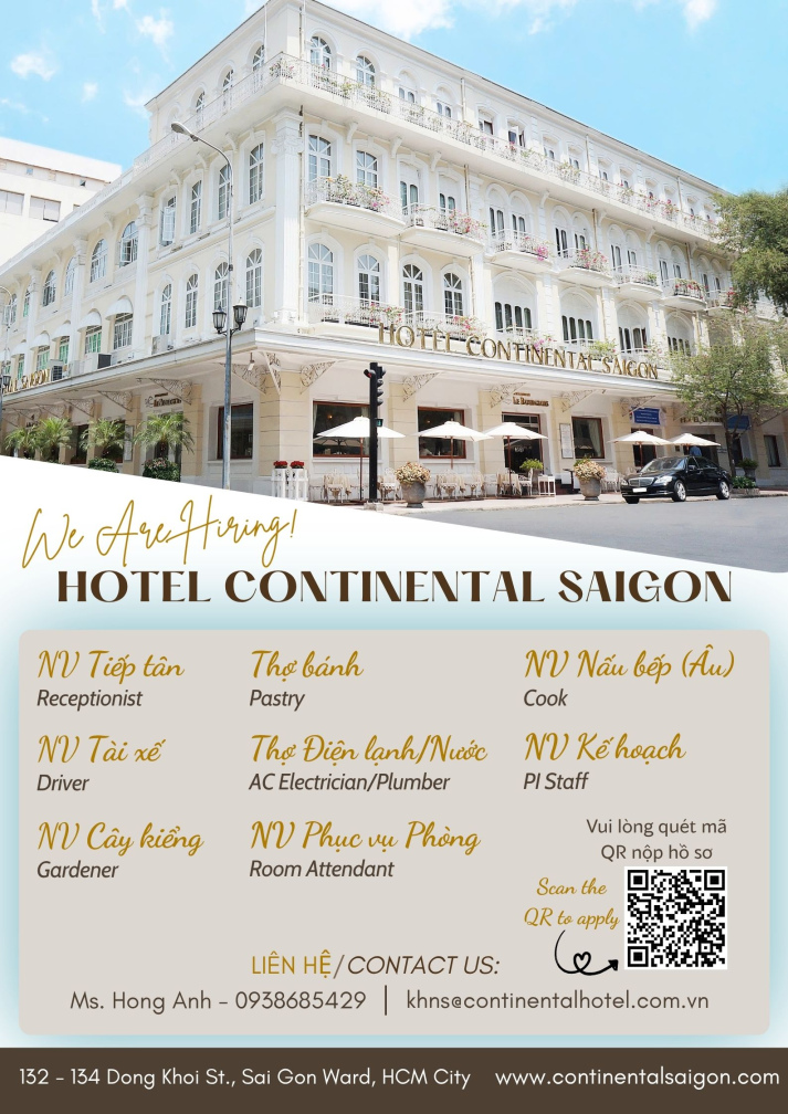 Cơ hội làm việc tại Hotel Continental Saigon 2