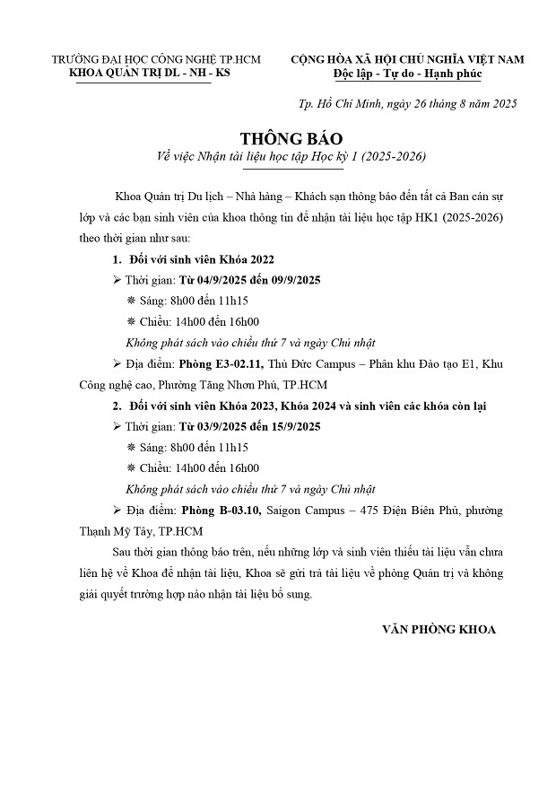 Thông báo nhận Tài liệu học tập Học kỳ 1 Năm học 2025 - 2026 3