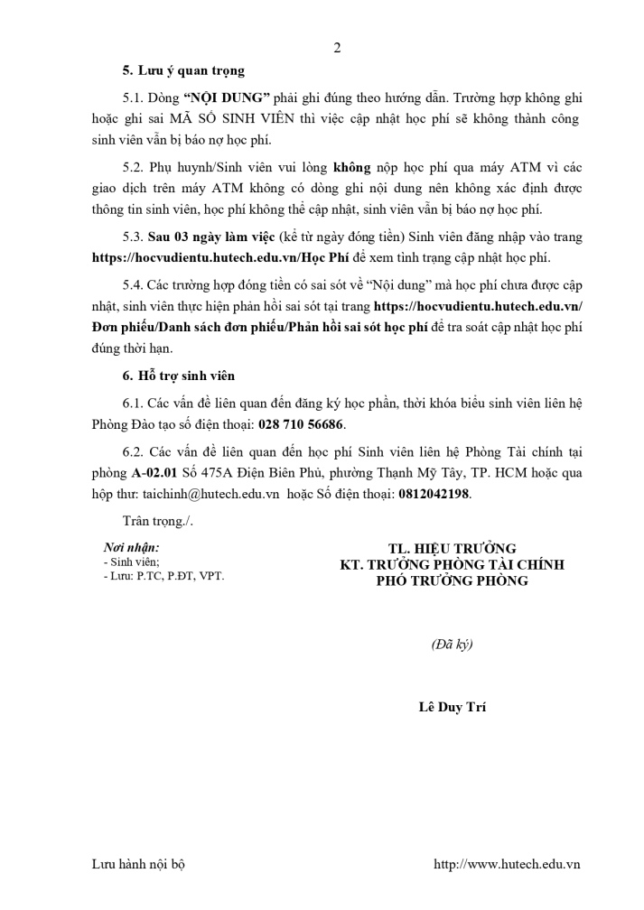 Thông báo đóng học phí Học kỳ 3 Năm học 2025-2026 khóa 2024 trở về trước 3