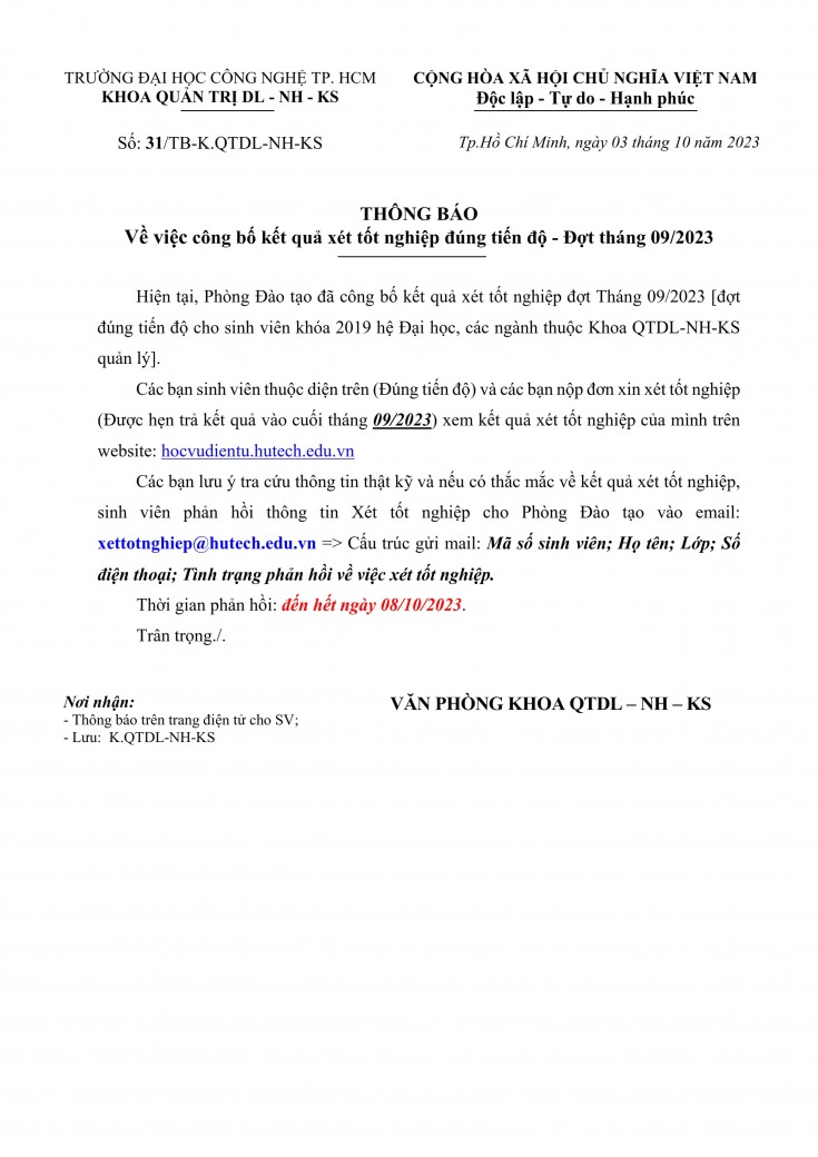TB số 31/TB-K.QTDL-NH-KS về việc công bố kết quả xét TN đợt tháng 09/2023 8
