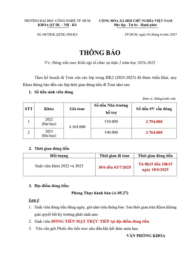 Thông báo đóng tiền tour Kiến tập tổ chức sự kiện 2 HK2 2024-2025 3