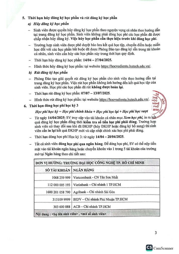 Thông báo V/v đăng ký học phần, đóng học phí Học kỳ 3 năm học 2024-2025 4