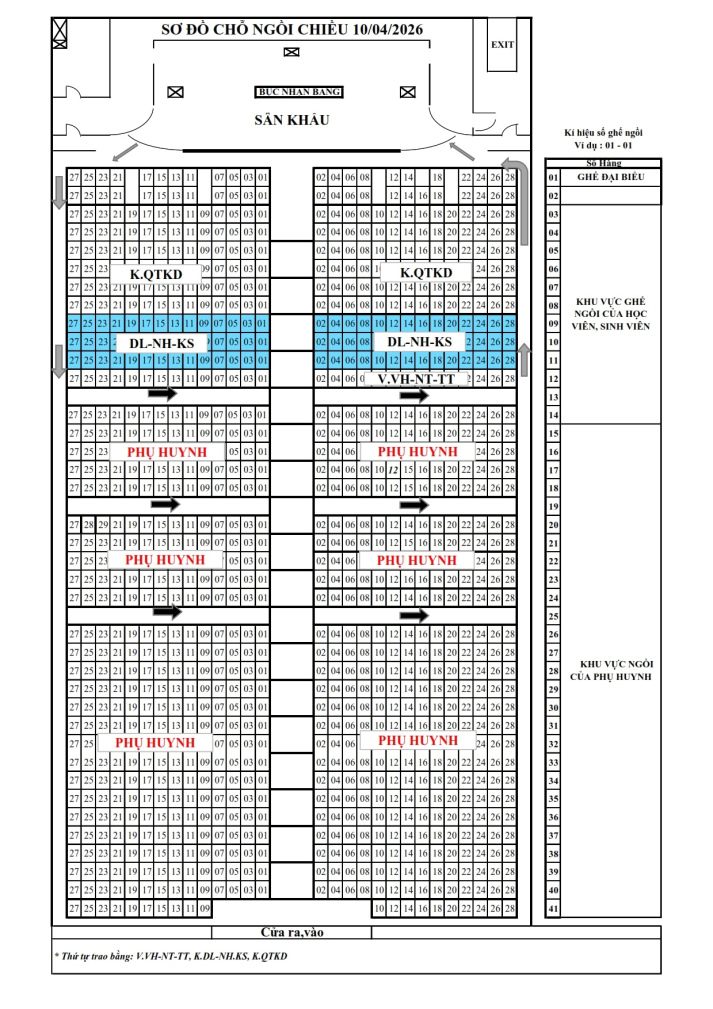 [THÔNG TIN LỄ TỐT NGHIỆP] DSSV DỰ LỄ, VỊ TRÍ CHỖ NGỒI VÀ SƠ ĐỒ HỘI TRƯỜNG CHIỀU NGÀY 10/4/2026 8