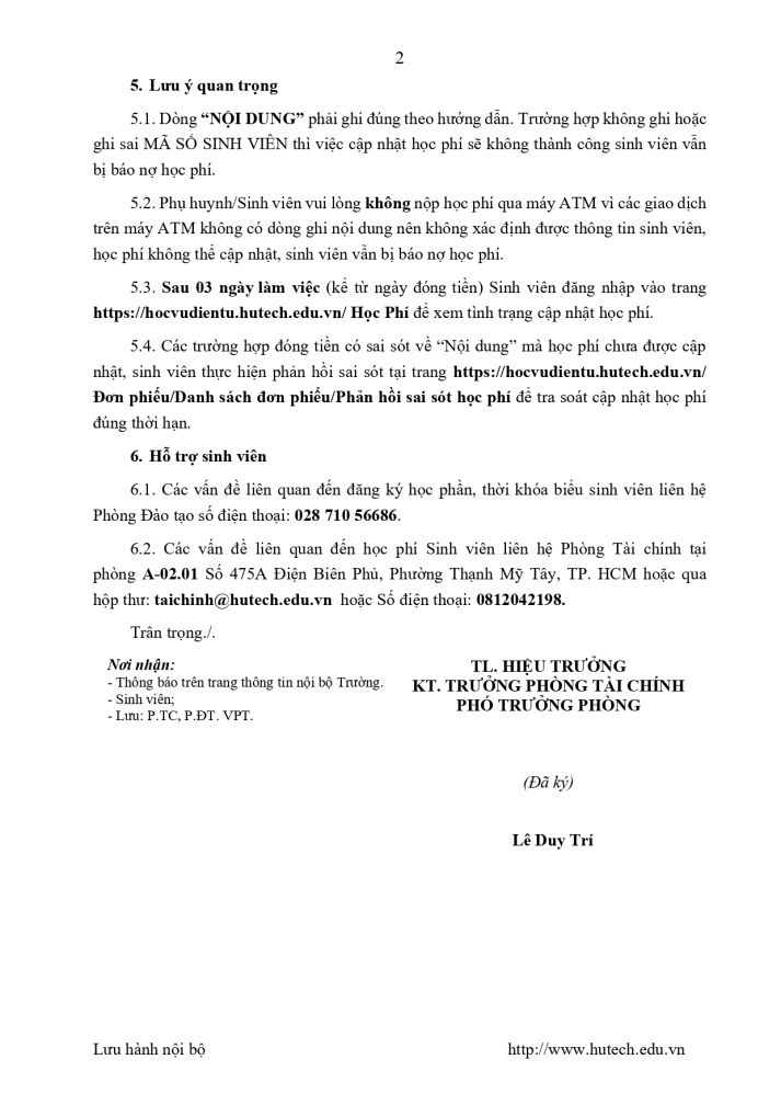 Thông báo đóng học phí HK2 năm học 2025-2026 khóa 2025 3