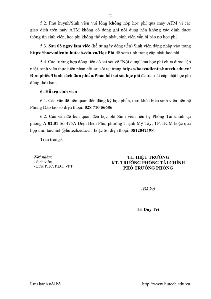 Thông báo đóng học phí Học kỳ phụ Học kỳ 3 Năm học 2025-2026 3